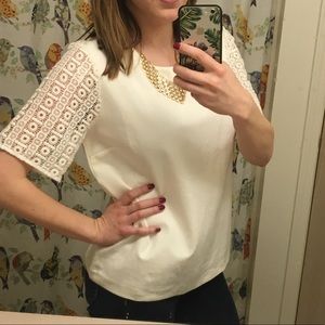 Ivory lace sleeve dressy top